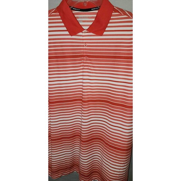 Nike Golf Red & White Striped Polo Shirt XXL - Picture 6 of 10